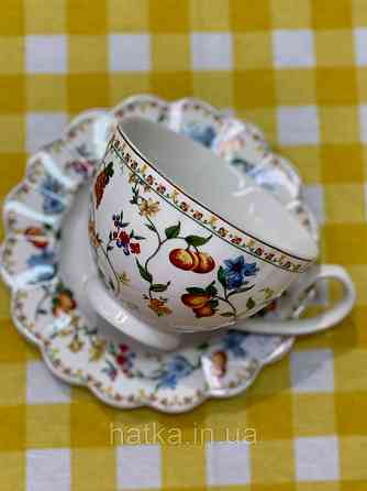 ЧАЙНЫЙ НАБОР 1 ЧАШКА 1 БЛЮДЦЕ "BERRY" 250 мл БЕЛАЯ ФРУКТЫ ЯГОДЫ Київ