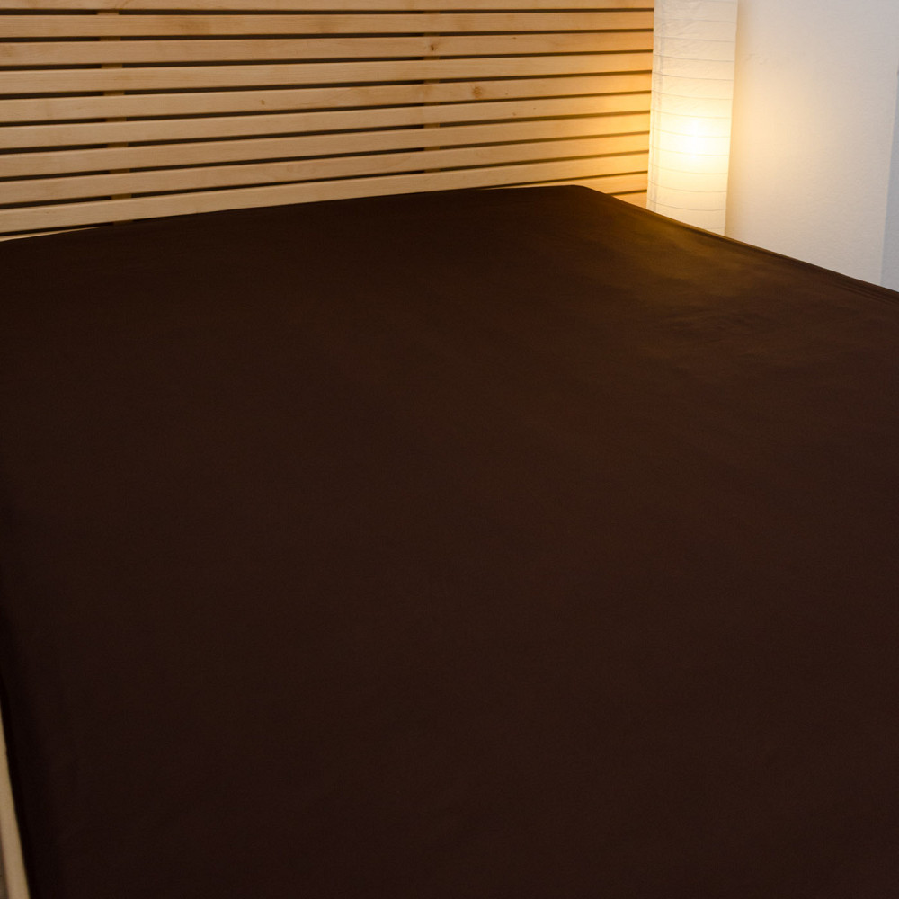 Простирадло на резинці двоспальне сатин 100% бавовна 180х200х25см 125г/м2 (Шоколад) Суми - фото 2