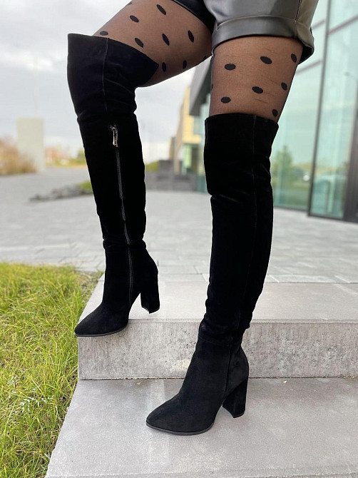 Nivelle Ботфорти жіночі NIVELLE чорні натуральна замша висота 50см обхват гомілки 35-37см каблу Коломия - фото 3