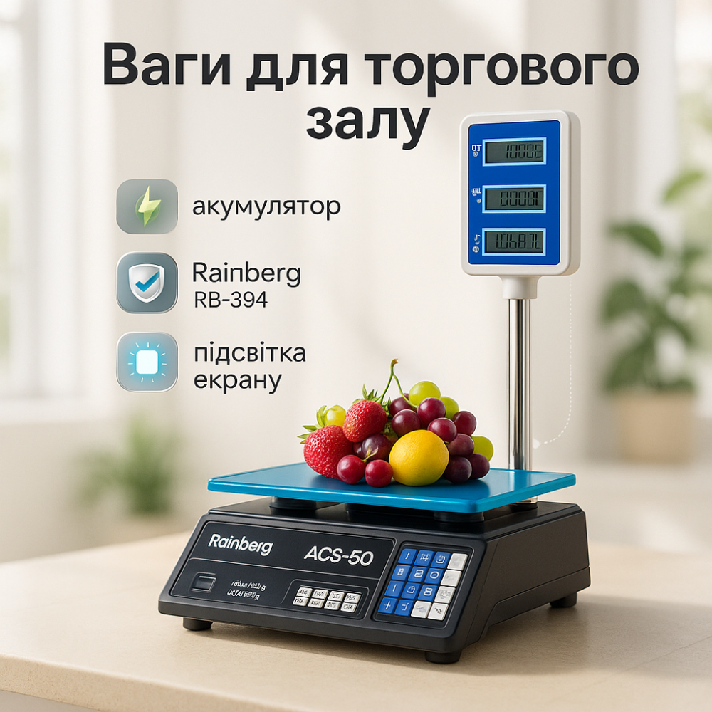 Торгові ваги зі стійкою Rainberg RB-304 для магазину до 50 кг OG-78 Львів - фото 17