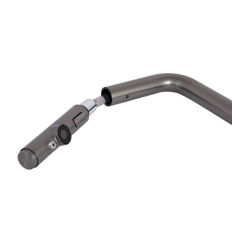 Смеситель для кухни Qtap Rozcesti с выдвижным изливом с подключением для питьевой воды Gunmetal Black PVD Харьков - изображение 6