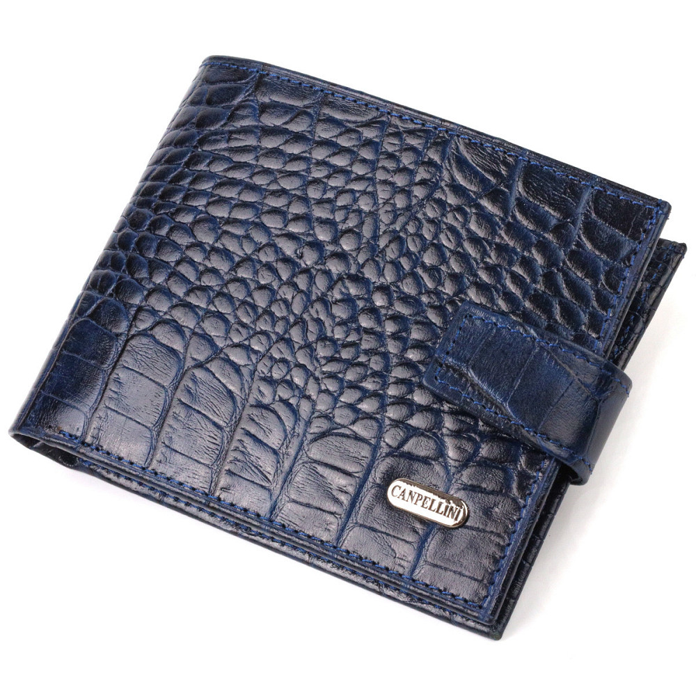 Вместительное горизонтальное портмоне для мужчин из натуральной кожи с тиснением под крокодила (CANPELLINI) Киев - изображение 5
