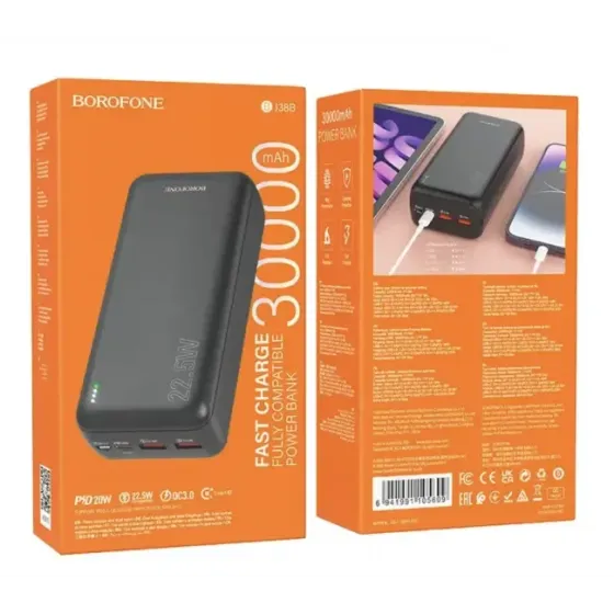 Мобильная Зарядка POWER BANK BOROFONE 30000MAH BJ 38B для зарядки портативных устройств 00009381 Киев