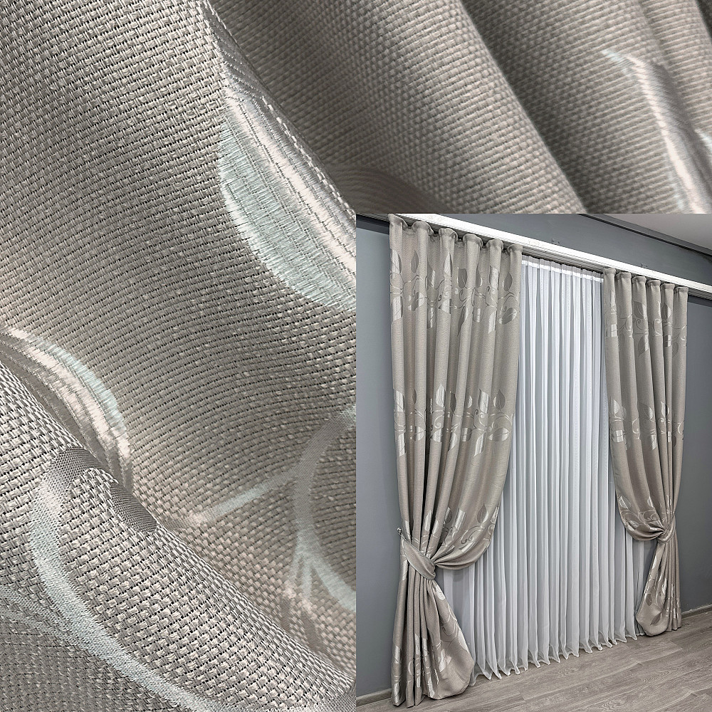 Комплект готовых штор VR-Textil Лен Рогожка № 1688ш Светло-серый 100х270 см 2 шт (31-0024) Киев - изображение 1