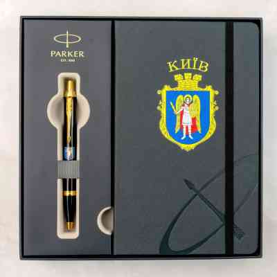 Ручка кулькова Parker IM 17 CITY Black GT BP Герб Києва + блокнот Parker + подар.упак. GIFT24 (22032b24_C0010u) Вінниця