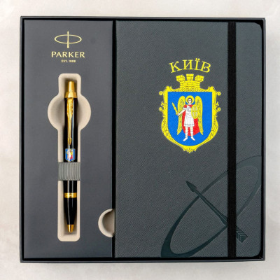 Ручка кулькова Parker IM 17 CITY Black GT BP Герб Києва + блокнот Parker + подар.упак. GIFT24 (22032b24_C0010u) Вінниця - фото 5