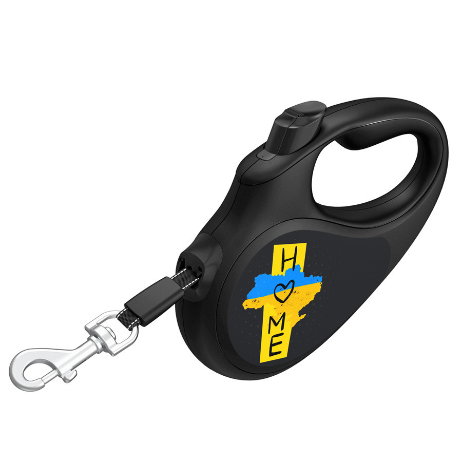 Повідець-рулетка для собак WAUDOG R-leash, малюнок "Дом", M, до 25 кг, 5 м, світловідбивна стрічка чорний Вінниця - фото 2