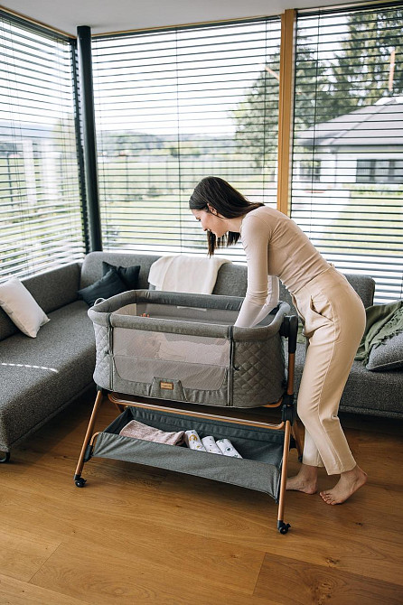 Приліжкове ліжечко та стільчик для дитини Nest & Feed 2 в 1 FreeON, grey Київ - фото 7