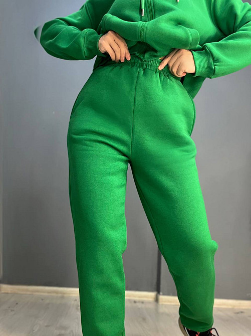 Штаны женские Pepper&mint 24-13 спортивные джоггеры резинка на талии утепленные зеленые, зеленый, M Киев - изображение 3