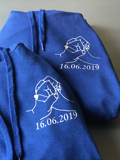 Парні толстовки з капюшоном для хлопця та дівчини з принтом Разом назавжди з датами Чернівці - фото 1