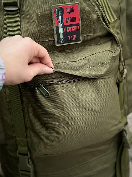 Водонепроникний тактичний рюкзак олива з матеріалу Оксфорд, анатомічні лямки, система Molle Львів - фото 4