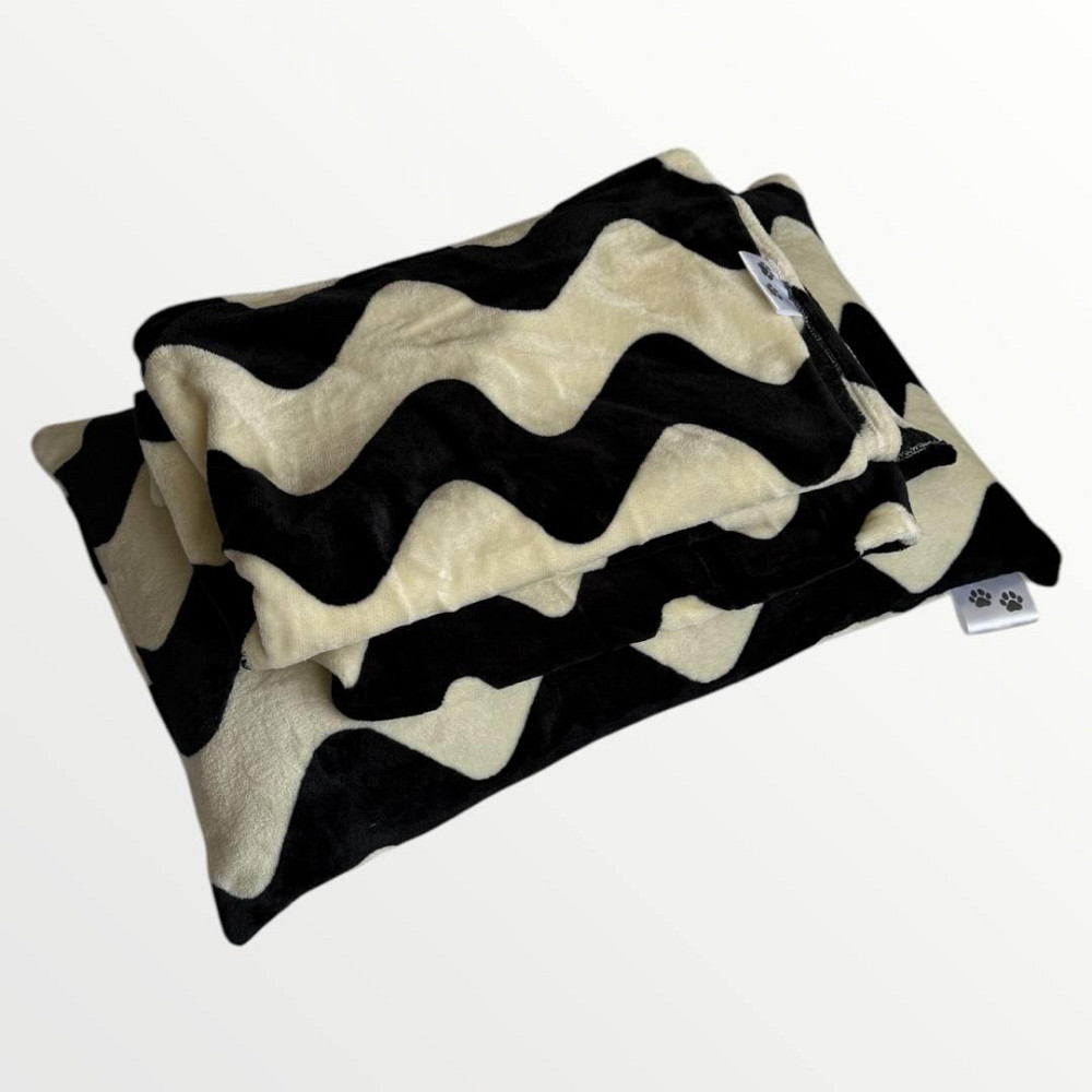 Ecotton Комплект Ecotton For Pets Lux дорожня подушка для домашніх тварин Zig-zag чорно-білий Коломыя - изображение 1