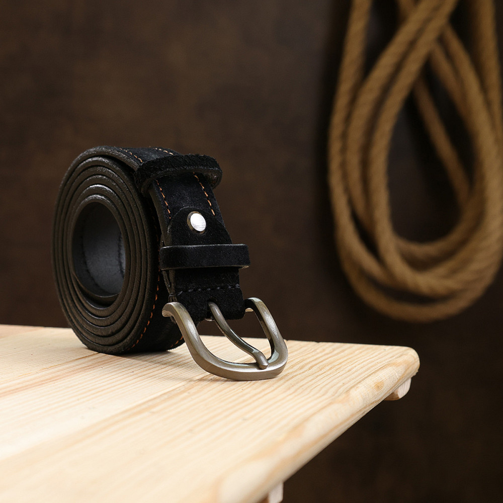 Замшевый женский ремень Vintage 20790 Черный Киев - изображение 8