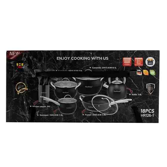 Набір посуду з нержавіючої сталі 12 предметів, чорний Київ