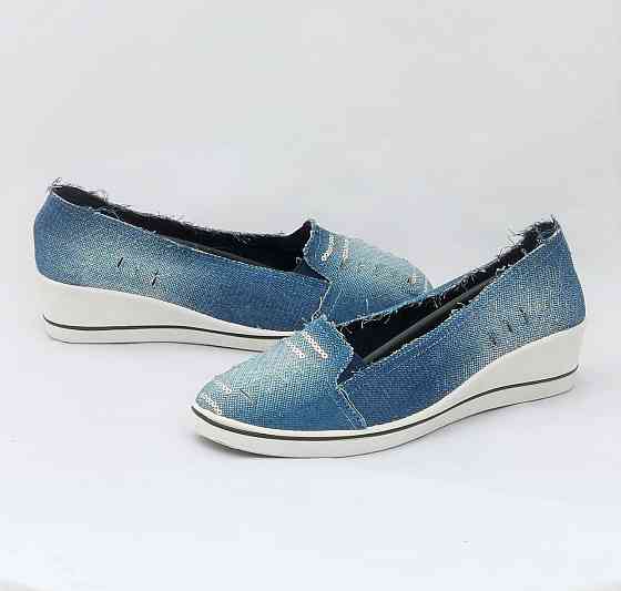 . Жіночі Мокасини Балетки на Танкетці Блакитні Джинсові Сині (розміри: 36,37,38,39,40) Дніпро