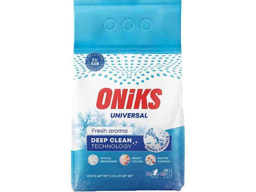Пральний порошок безфосфатний 2,25кг Universal Fresh aroma ТМ ONIKS Solmir Київ - фото 1
