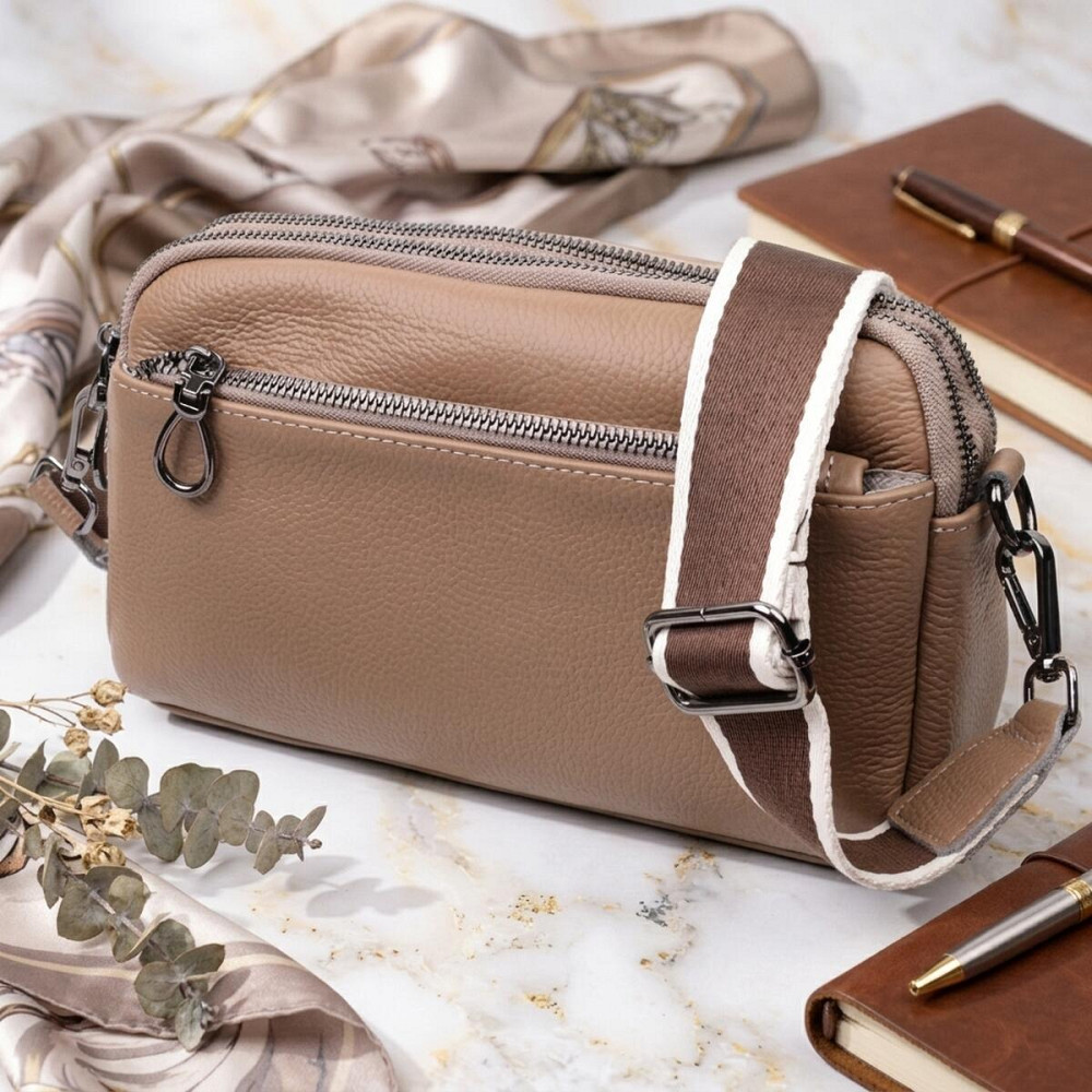 Женская стильная сумка из натуральной кожи Vintage 22599 Бежевая Киев - изображение 11