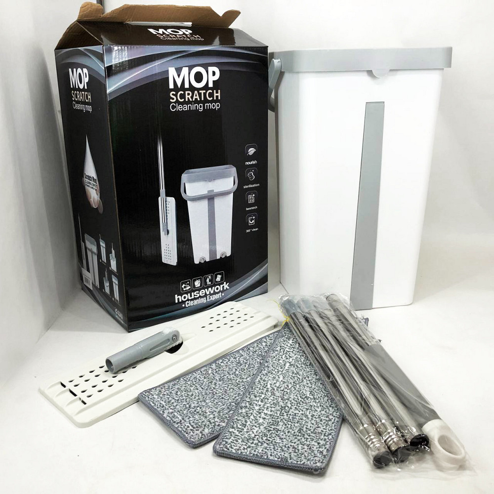 Швабра з віджимом і складним відром Scratch Cleaning Easy Mop Стрічка з відром віджимом TO-14 Львів - фото 2