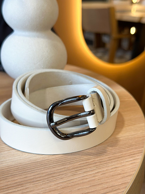 Кожаный женский ремень в белом цвете 6231 Каменское - изображение 6