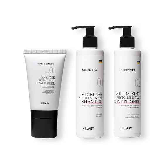 Ензимний пілінг для шкіри голови + Набір для жирного типу волосся Green Tea Phyto-essential Hillary Київ