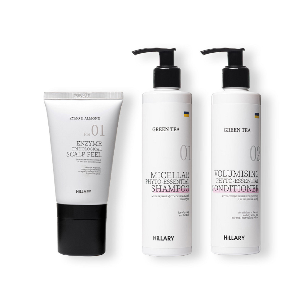 Ензимний пілінг для шкіри голови + Набір для жирного типу волосся Green Tea Phyto-essential Hillary Київ - фото 1