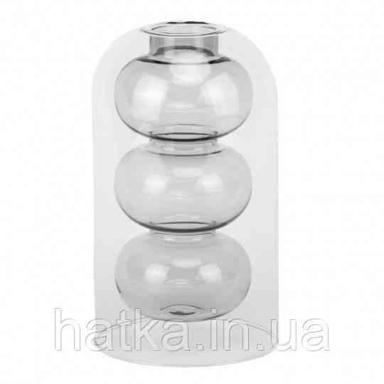 Ваза скляна фігурна 19*11*4 см "Сфера" сіре скло 8911-004 Київ