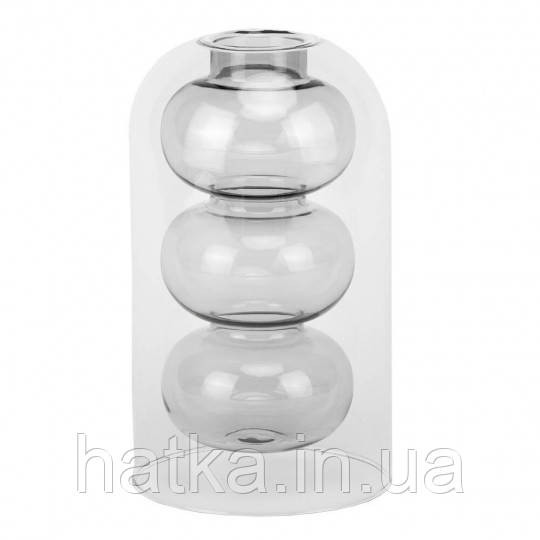 Ваза скляна фігурна 19*11*4 см "Сфера" сіре скло 8911-004 Київ - фото 1