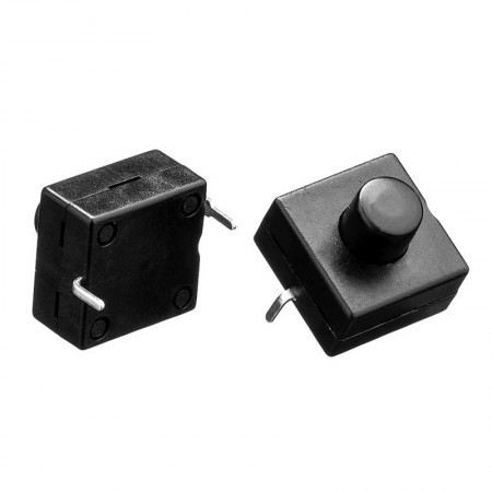 Кнопка натискна чорна 12x12 мм 1 А 250 В з фіксацією PBS-06 SPST 2pin Daier Полтава - фото 1