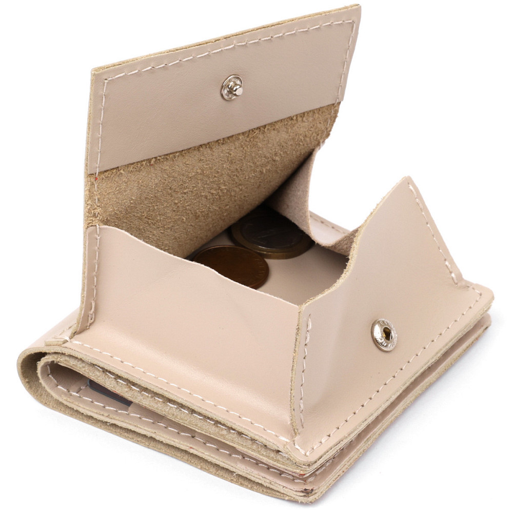 Оригинальное женское портмоне с монетницей GRANDE PELLE 11369 Бежевый Киев - изображение 7