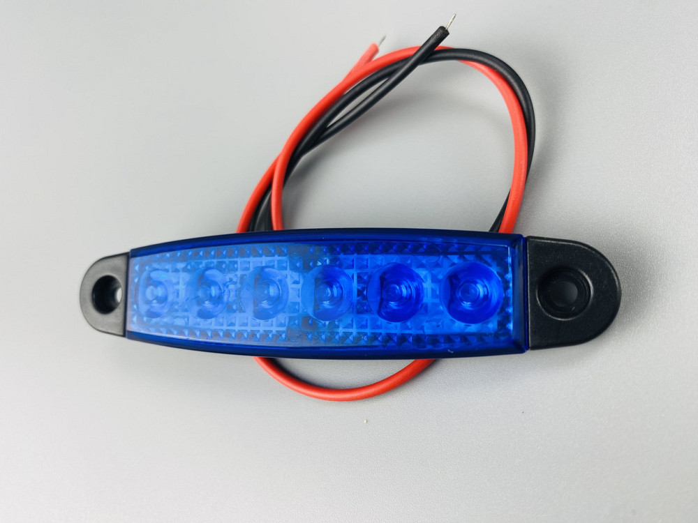 Ліхтар LED габаритний 24V IP67 6 led діодів SMD синій, оптична лінза + кріплення для авто Мукачево - фото 8