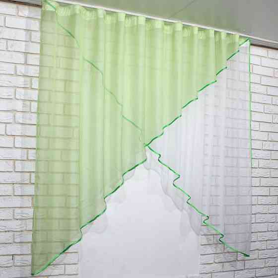 Кухонная занавеска VR-Textil № 053к салатовый с белым 280х170 см (50-045) Киев