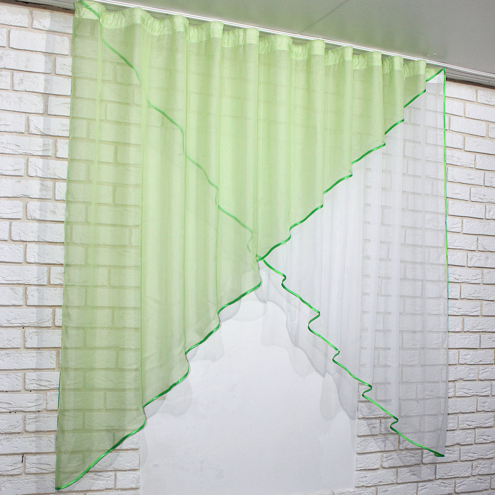Кухонная занавеска VR-Textil № 053к салатовый с белым 280х170 см (50-045) Киев - изображение 2