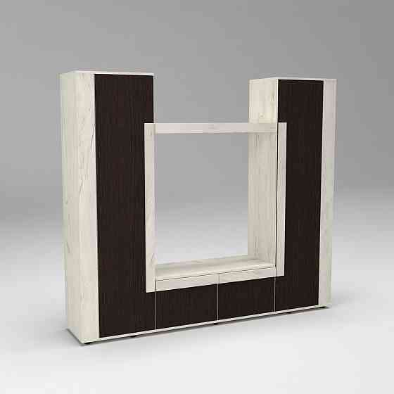 Стенка в гостиную под ТВ Эхо-4, Дуб Крафт Белый/Венге Магия, 2080х420х1850 Львов