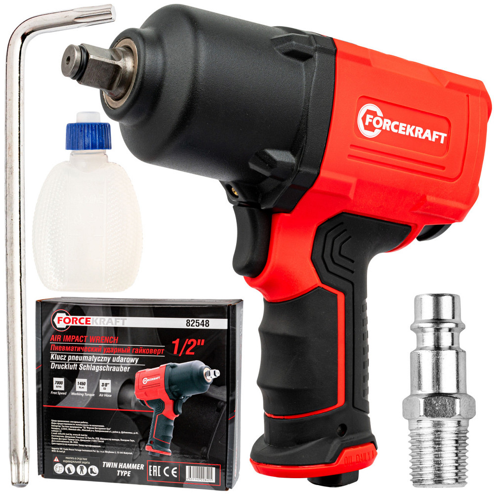 Пневмогайковерт 1/2''(1450Hм, 7000 об/хв,6.3bar,198 л/хв) FORCEKRAFT FK-82548 Одеса - фото 8