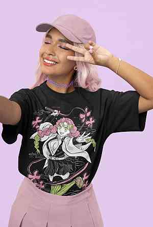 Футболка аниме Истребитель демонов оверсайз (S/M/L) Черний AnimeJ1026 Днепр