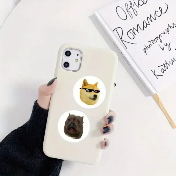 Набор наклеек с мемами собак – 500 шт. круглые стикеры с забавными мордочками, для декора и упаковки Киев