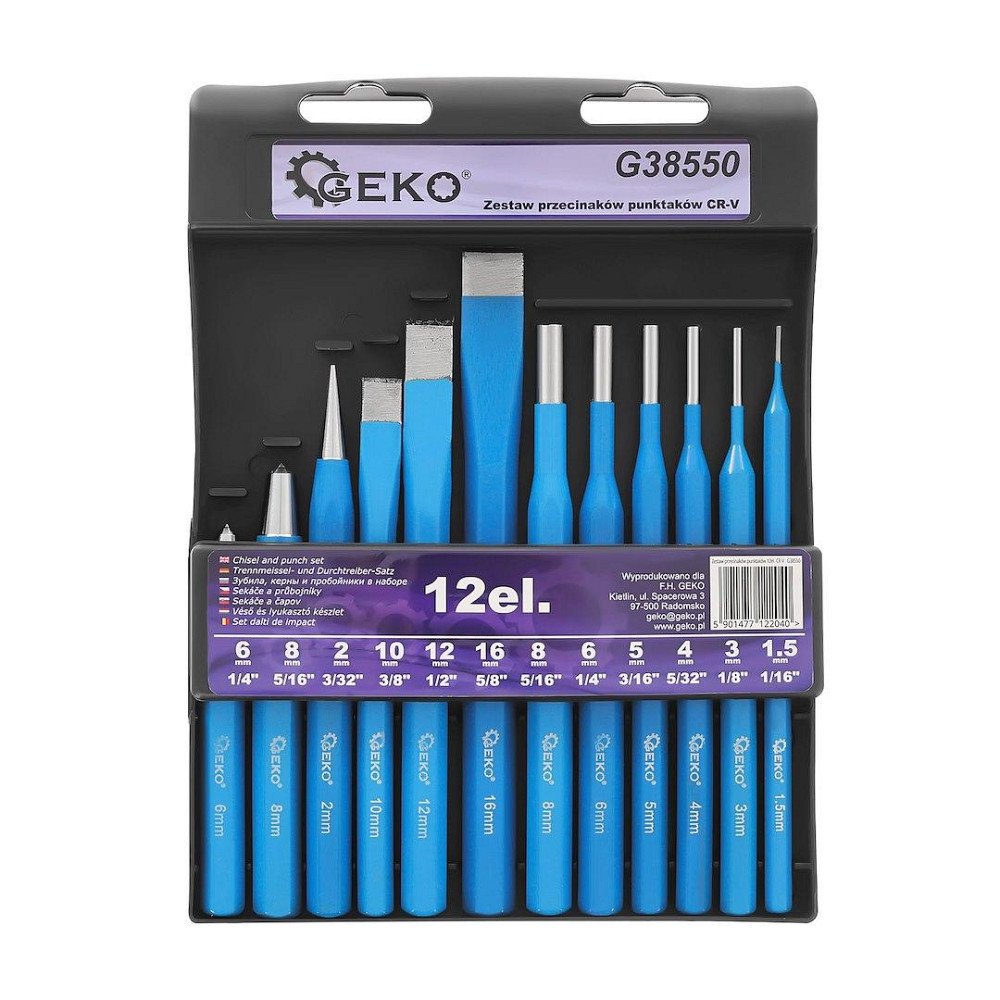 Набір зубил по металу, пробійників та керн "GeKo" к-т 12 шт [CrV] Стрый - изображение 7