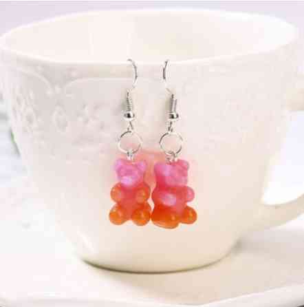 Детские сережки мишки оранжево-розовые - размер мишки 1,6*1см, смола Киев