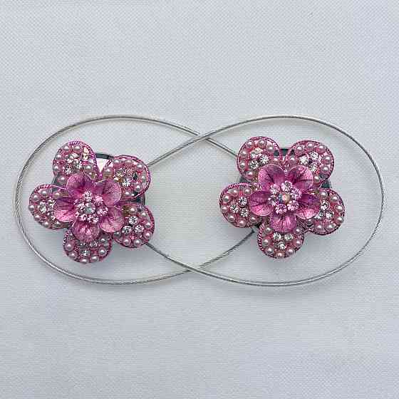 Магніти для штор та гардин "Flowers" набір 2 шт Рожевий (81-242) Київ