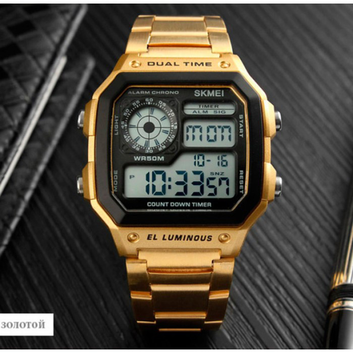 Мужские часы Skmei 1335 Ripple Gold Киев - изображение 5