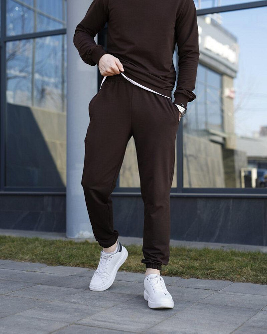 Чоловічі штани джогери з кишенями шоколадний Pobedov 95 Київ - фото 3
