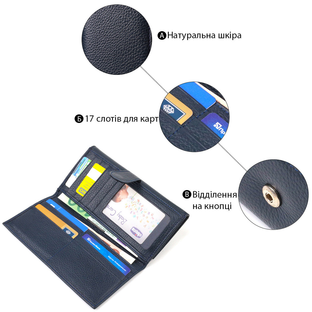 Надійний портмоне унісекс із натуральної шкіри флотар CANPELLINI 21849 Синє Київ - фото 7