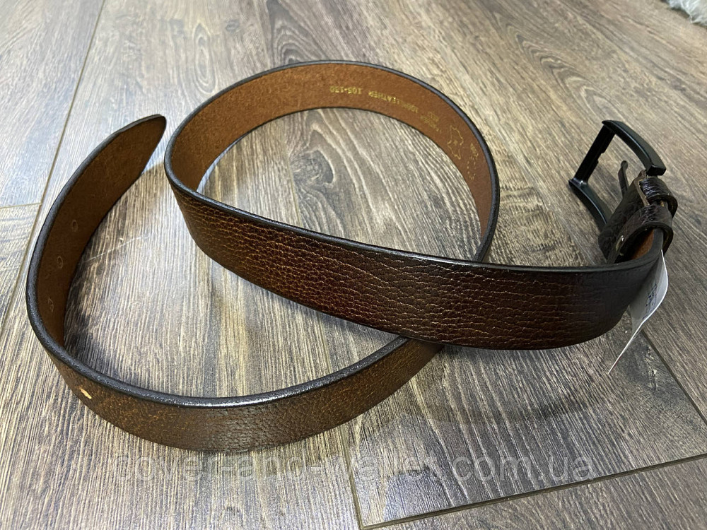 Стильный кожаный мужской ремень коричневого цвета с прямоугольной пряжкой PS Leather Киев - изображение 4