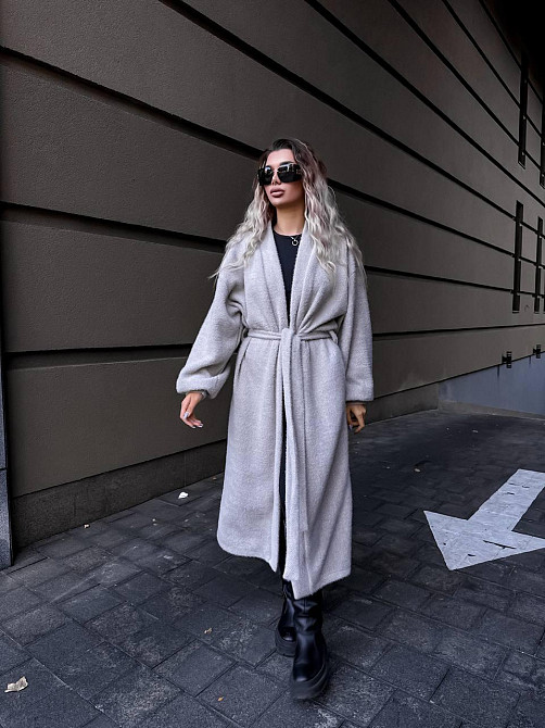 Женский теплый длинный кардиган на запах плотная альпака Одесса - изображение 1