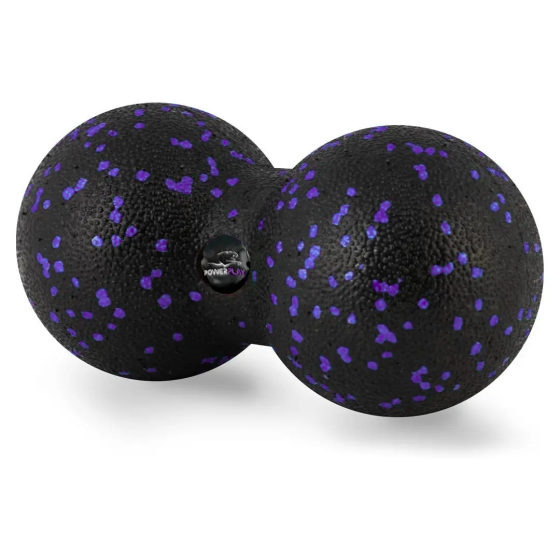 Масажний м'яч подвійний PowerPlay PP-4352 Epp foam peanut ball (d8*16cm.) Чорно/Фіолетовий Каменское
