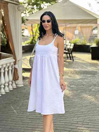 Летнее платье сарафан из муслина на бретельках Caramel 50-52, Белый Киев
