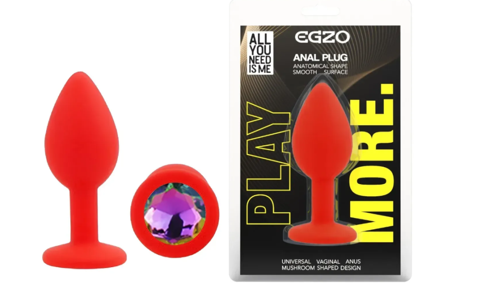 Силіконова анальна пробка EGZO - Silicone Red Round Plug Rainbow, size S Sex Aura Київ - фото 1