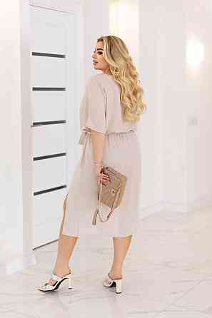 Летнее платье с поясом Fanta Батал 50-52, Бежевый Киев