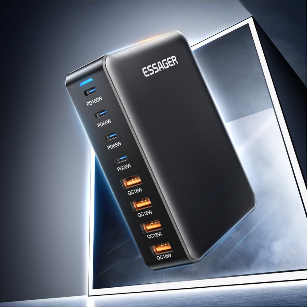 Мережевий зарядний пристрій Essager Engine 320 W 4xUSB-C+4xUSB-A Black (EZC320W-QJB0G-Z) ( 17393 ) Харьков - изображение 8