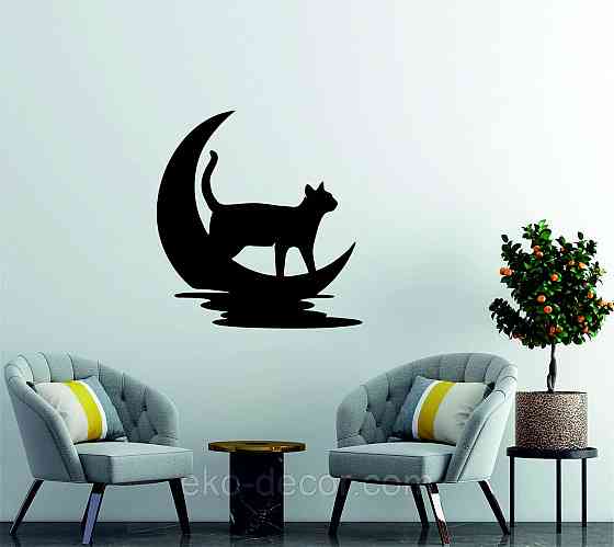 Декоративное настенное 3D Панно «Кот» Декор на стену с объемом 90*84 см, Черный Киев